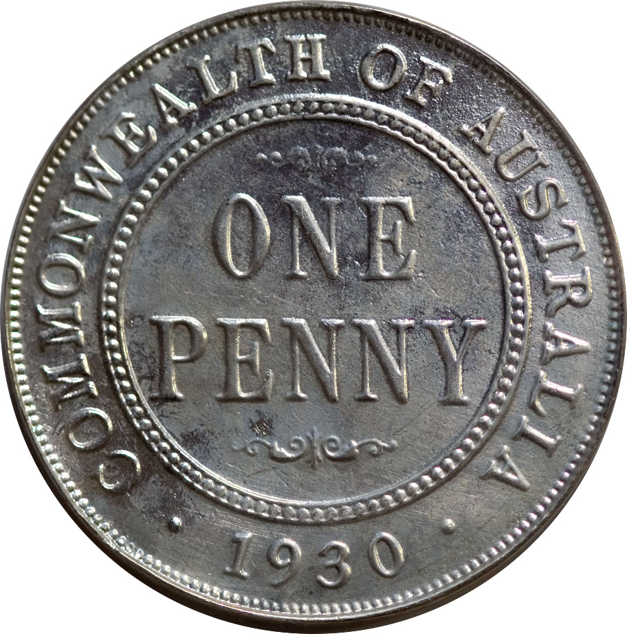 Items 4 Australia 1930 penny, the rarest Australian circulation coin
