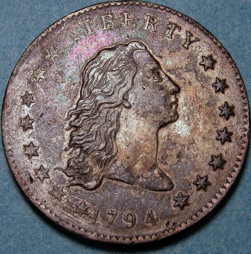 1794 Flowing Hair silver dollar - the first US silver dollar