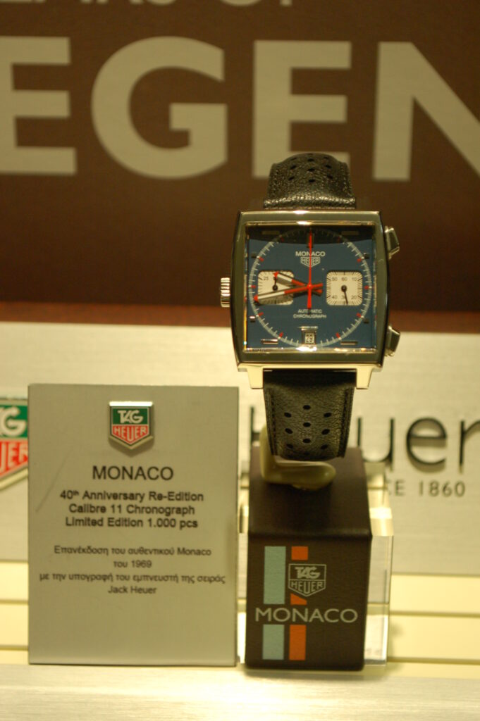 Heuer Monaco square chronograph (Steve McQueen wore reference 1133B)