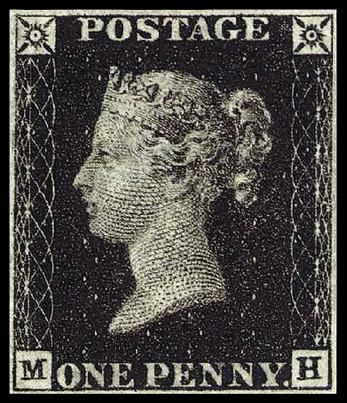 Penny Black (1840) - the world first adhesive postage stamp