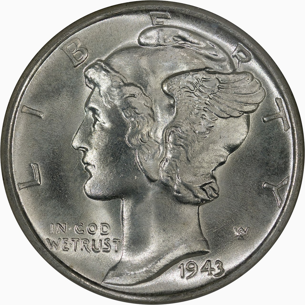 1943-D Mercury dime obverse