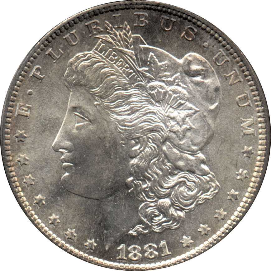 1881-S Morgan silver dollar in PCGS MS66 grade