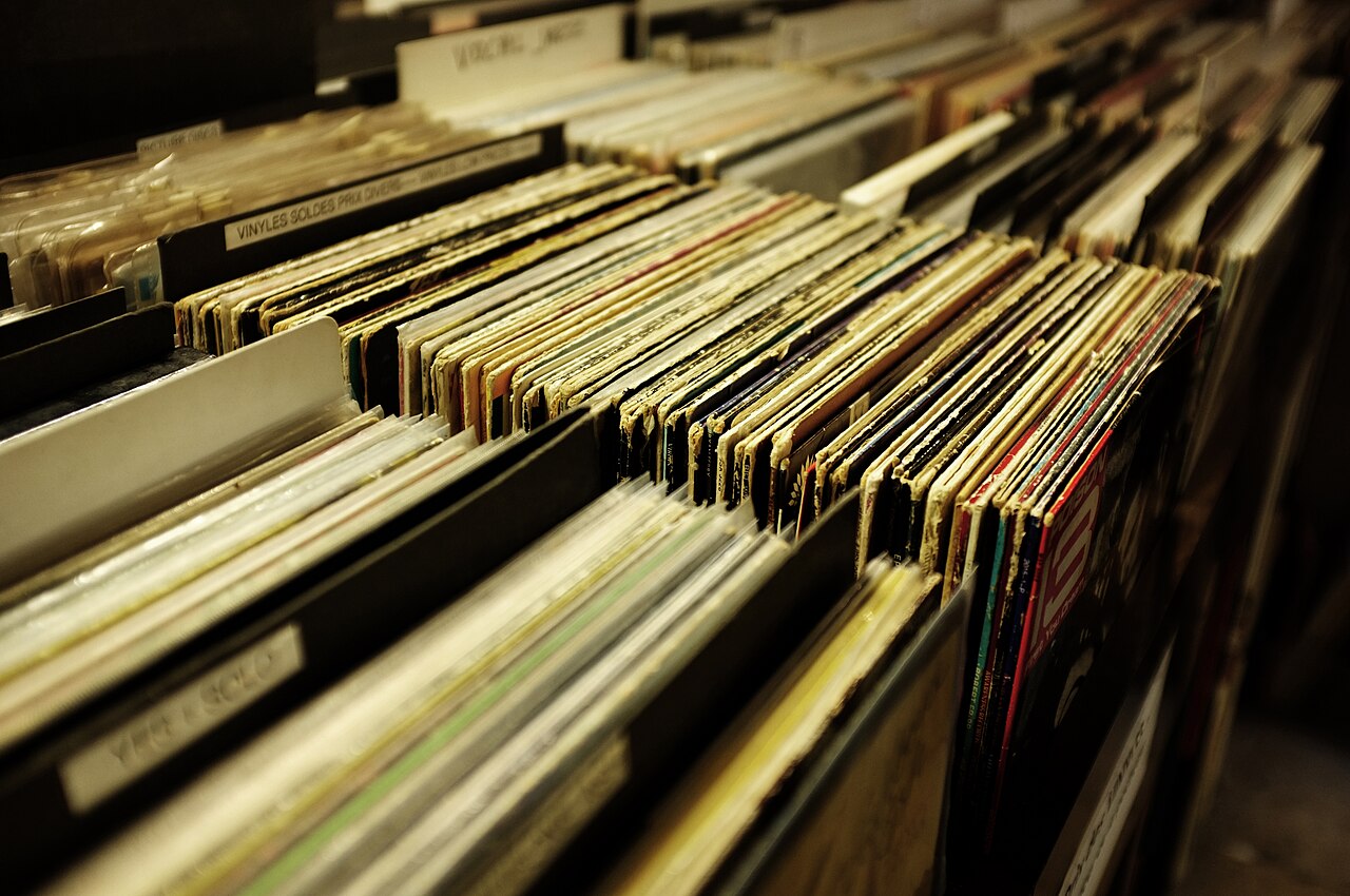 Vinyl records at a record store